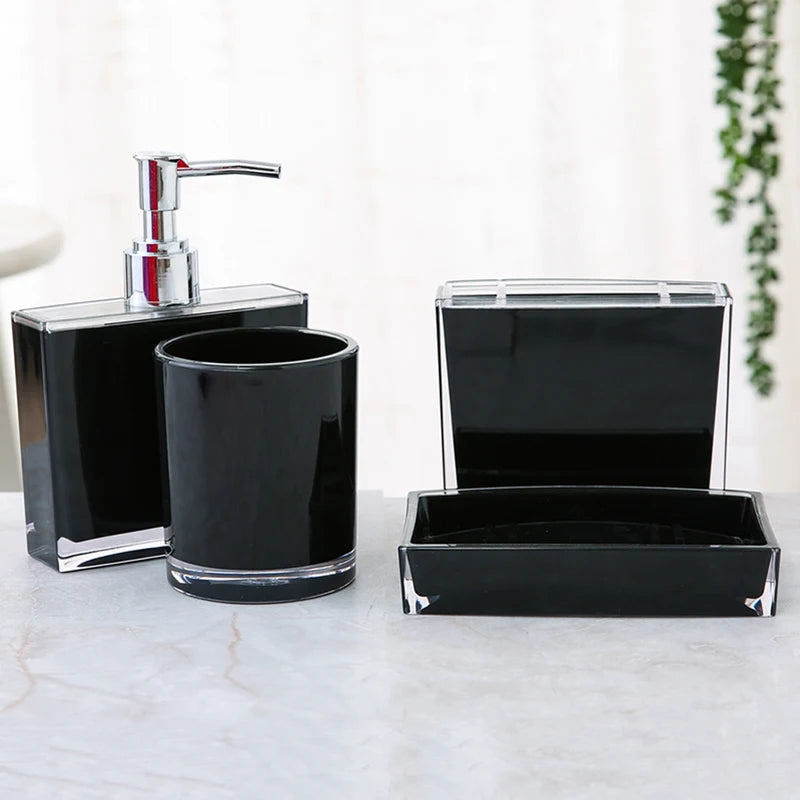 Kit Accessoires Salle de Bain Transparent et Coloré en Plastique