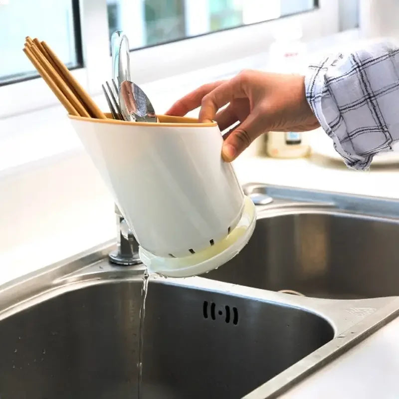 Porte Ustensiles De Cuisine Avec Bac De Drainage Antidérapant