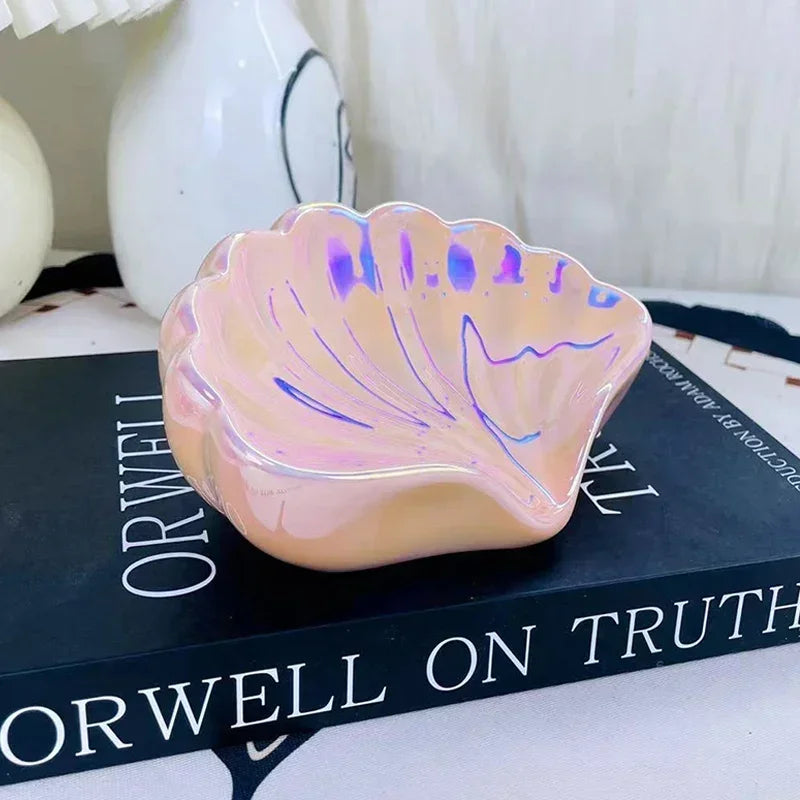Porte-Savon En Forme De Coquillage Rose En Céramique Avec Écoulement