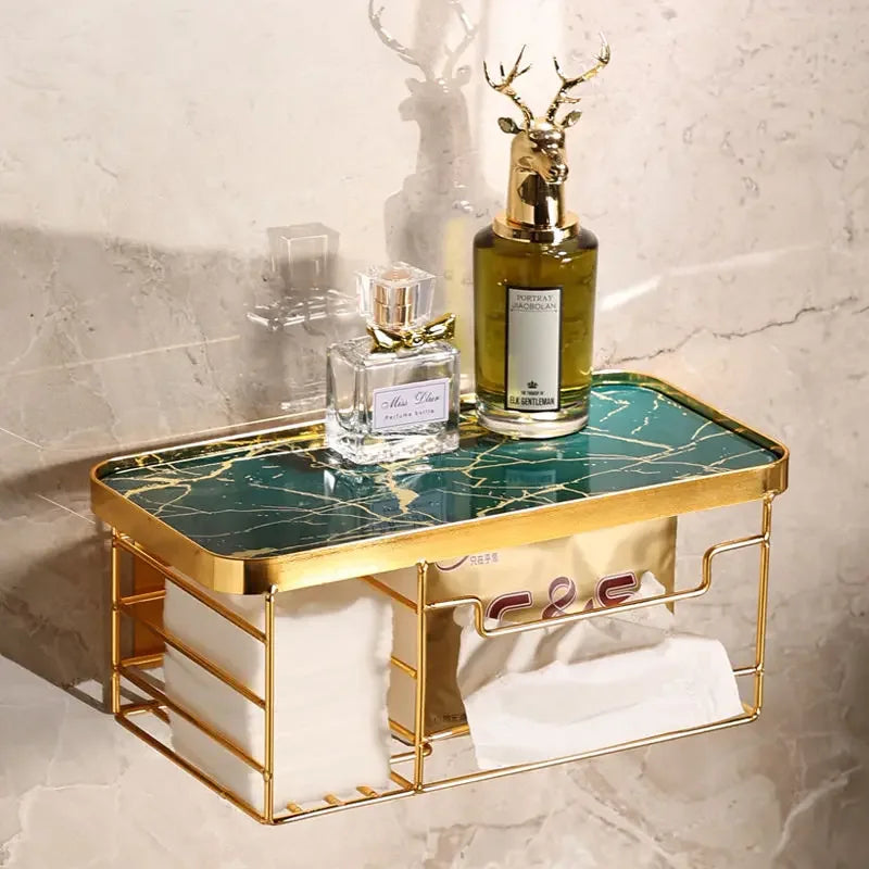 Porte Papier Toilette Luxe Avec Étagère En Verre Transparente