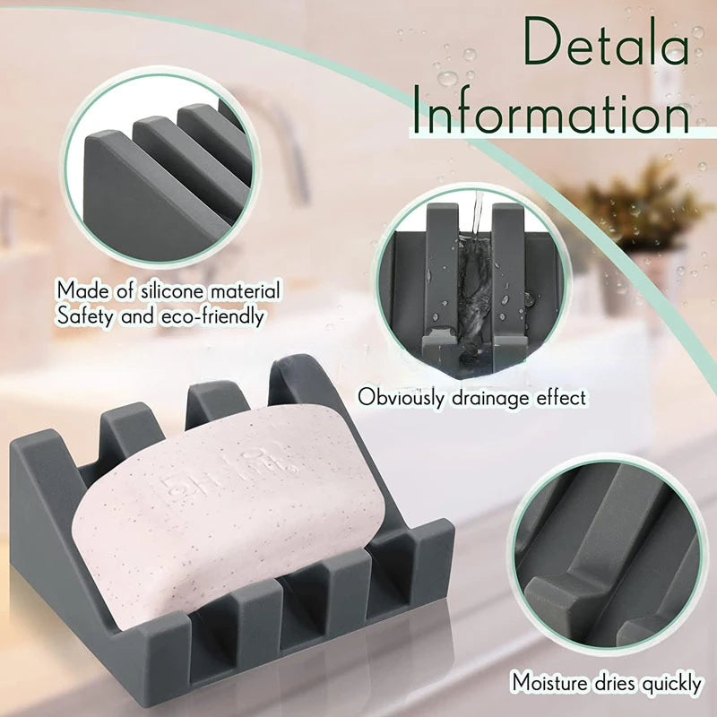 Porte-Savon Durable En Silicone Avec Design Rainuré