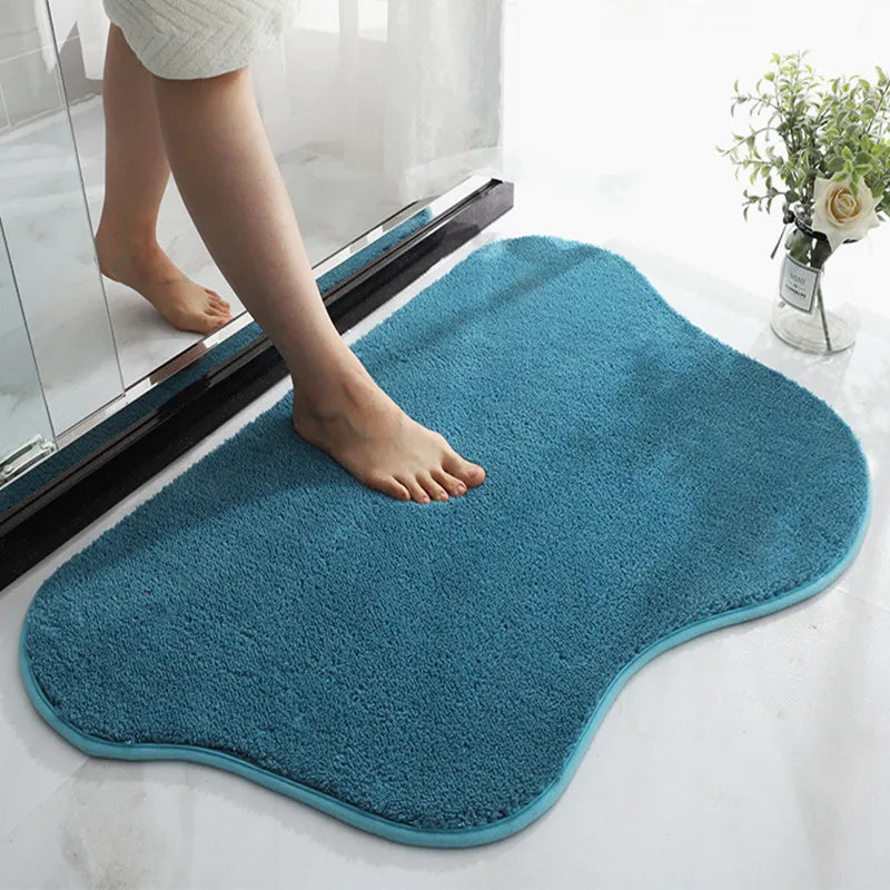 Tapis De Salle De Bain Antidérapant Bleu Ultra Doux