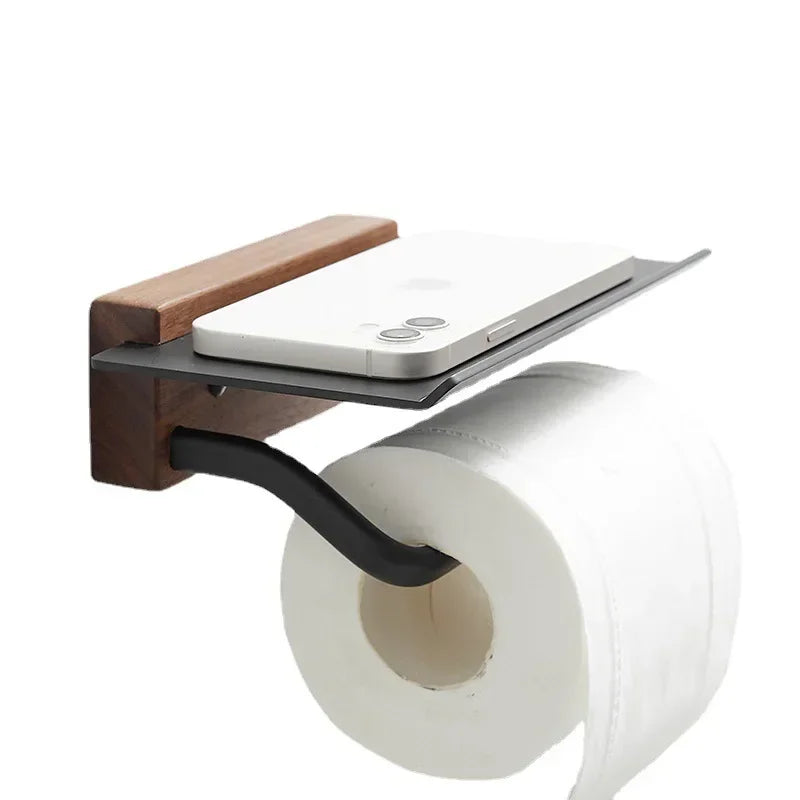 Porte Papier Toilette Avec Étagère En Bois Et Métal
