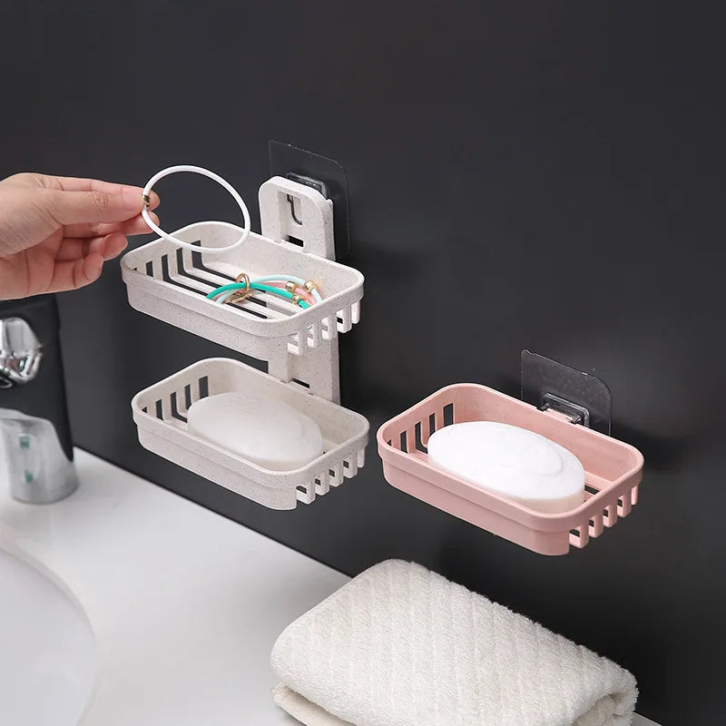Porte-Savon Mural Double Avec Support Pratique - Design Moderne Et Fonctionnel