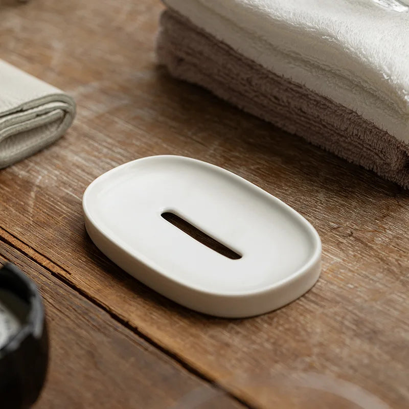 Porte-Savon En Céramique Marbrée Noir Et Blanc Design Minimaliste