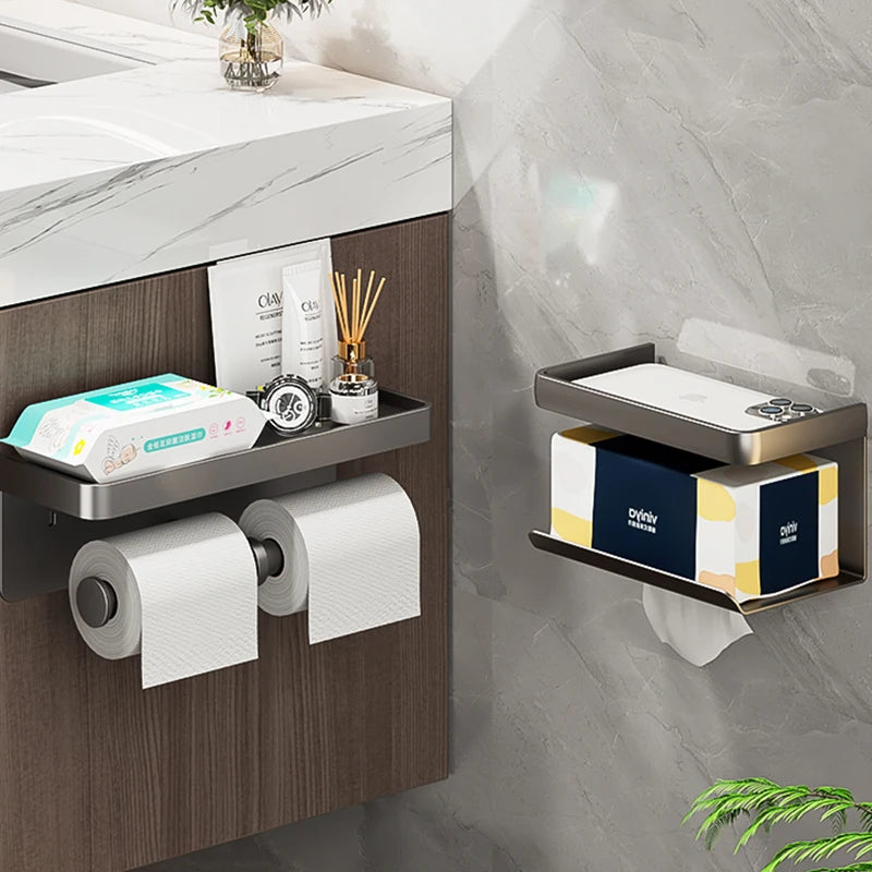 Porte Papier Toilette Double Avec Étagère De Rangement