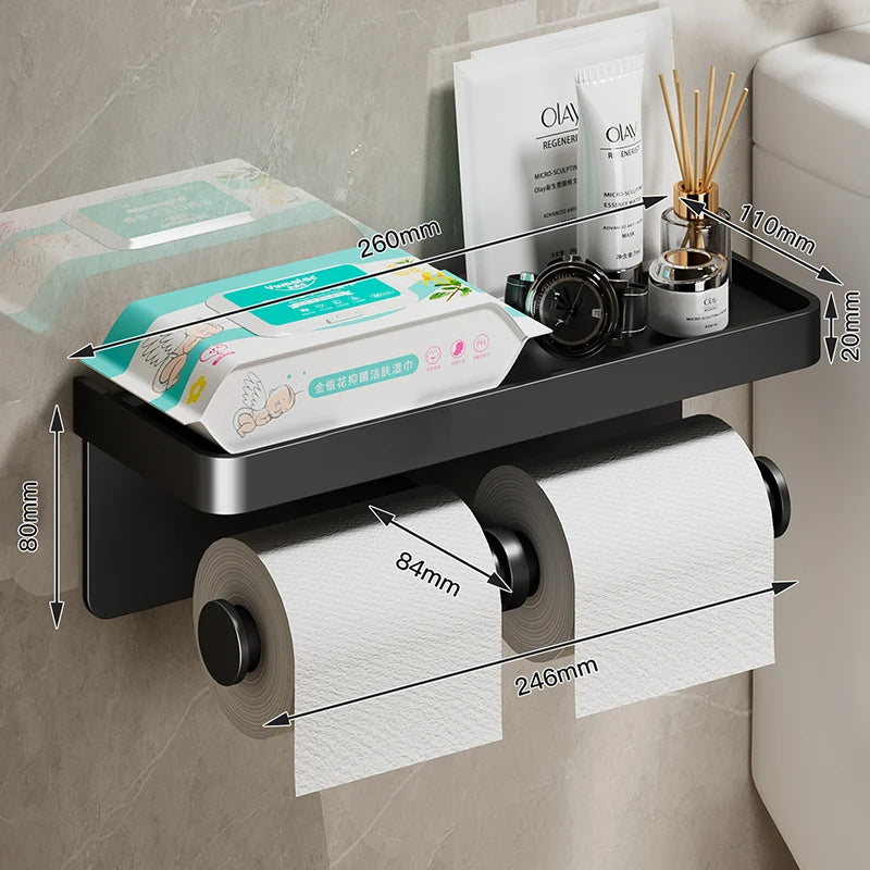 Porte Papier Toilette Double Avec Étagère De Rangement