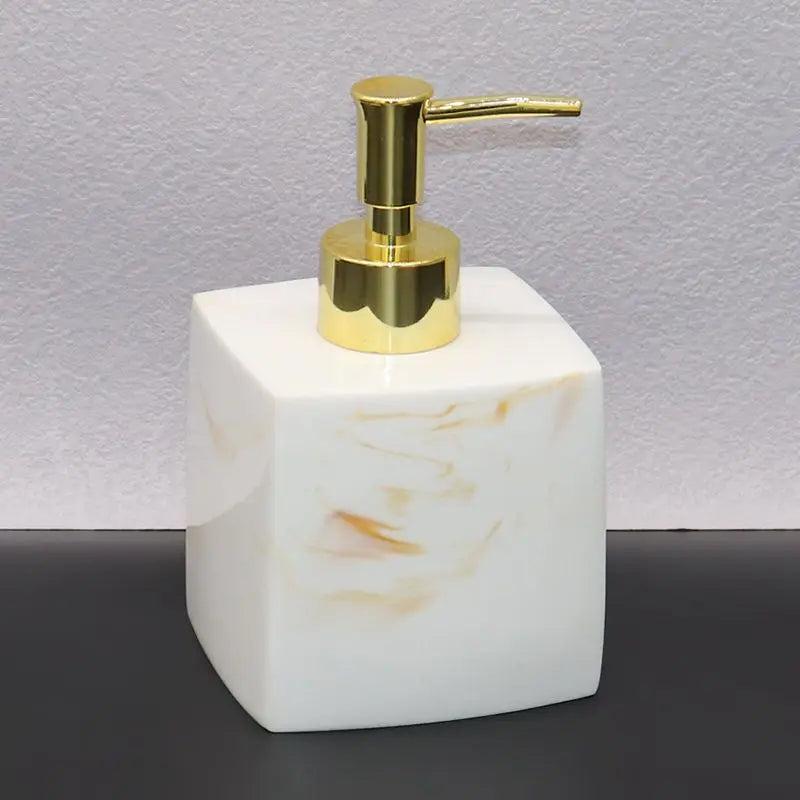 Distributeur De Savon Carré Effet Marbre - Design Élégant