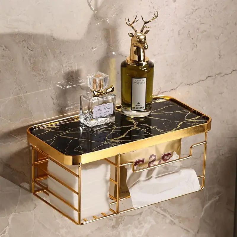 Porte Papier Toilette Luxe Avec Étagère En Verre Transparente