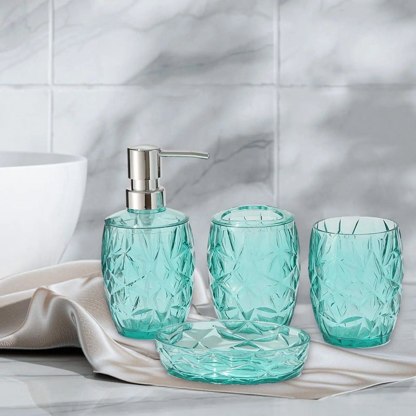 Kit Accessoires Salle de Bain Transparent Vert