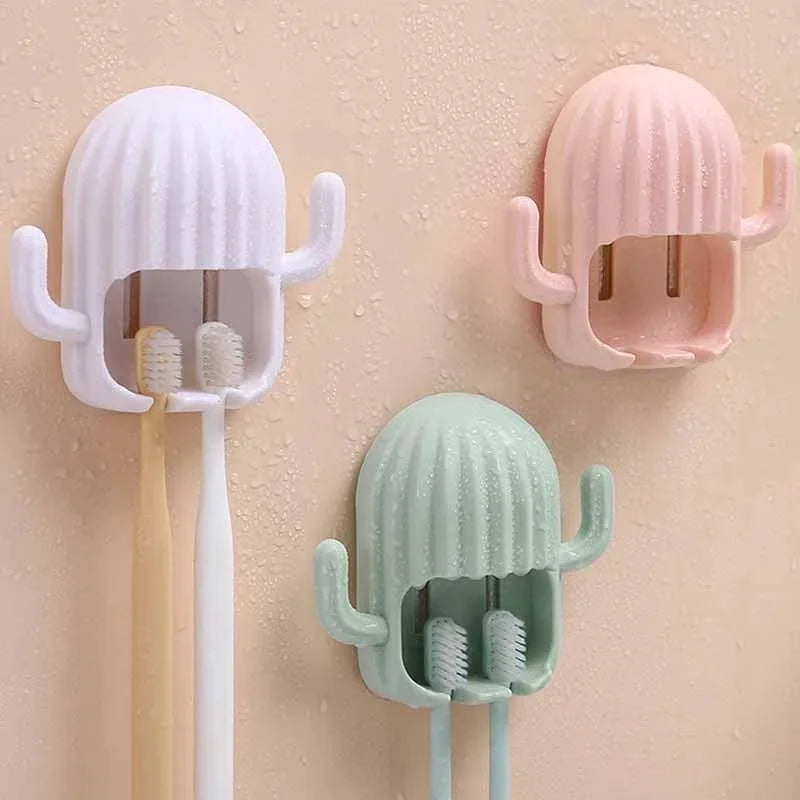 Porte-Brosse À Dents Mural Design Cactus Étanche Et Coloré