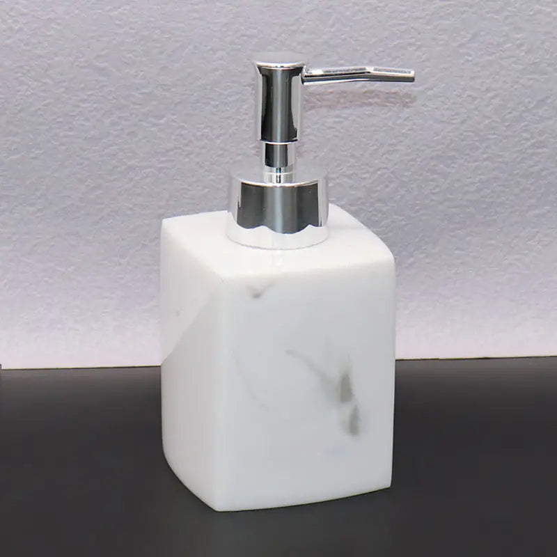 Distributeur De Savon Carré Effet Marbre - Design Élégant
