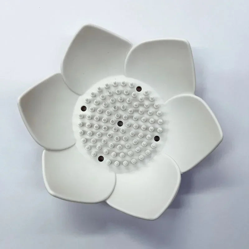 Porte-Savon Design Fleur De Lotus Avec Drainage Silicone