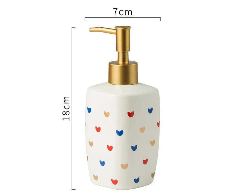 Kit Accessoires Salle de Bain Blanc et motif Coeur
