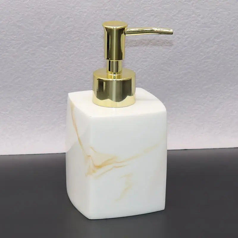 Distributeur De Savon Carré Effet Marbre - Design Élégant