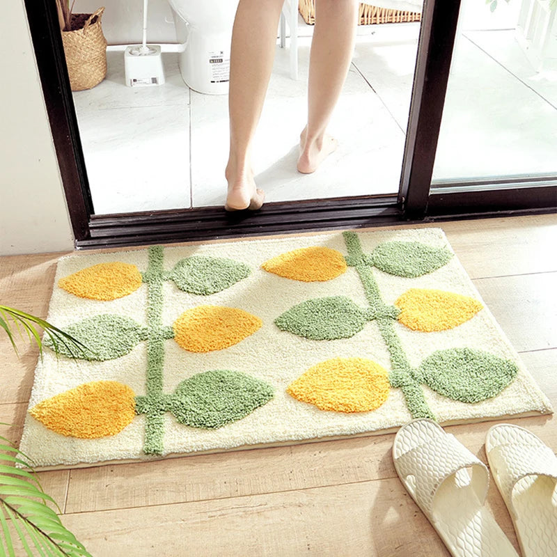 Tapis De Salle De Bain Multicolore Forme Géométrique Antidérapant Et Absorbant