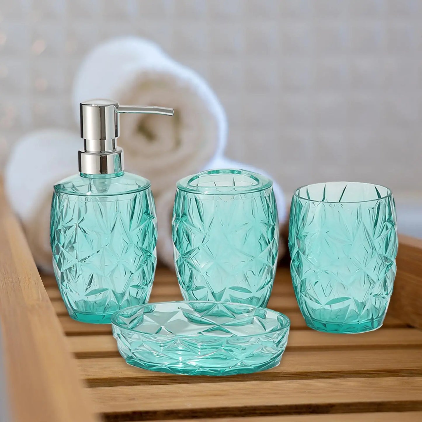 Kit Accessoires Salle de Bain Transparent Vert