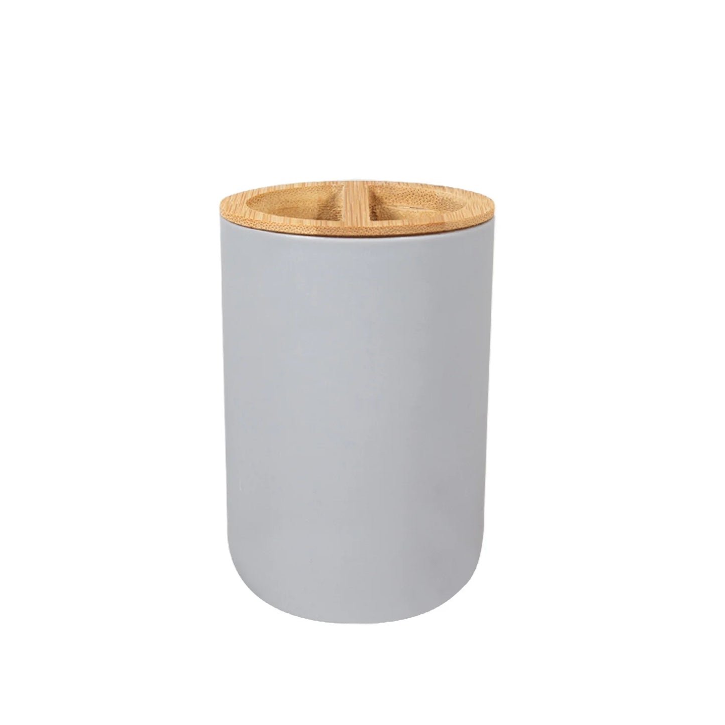 Kit Accessoires De Salle De Bain Gris Avec Bambou