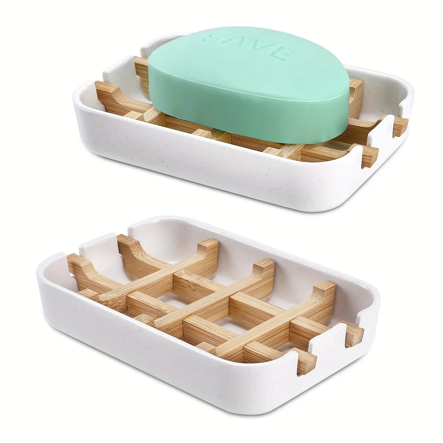 Porte-Savon En Bambou Et Plastique