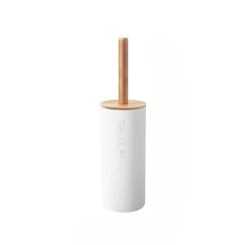 Kit Accessoires pour Toilette Blanc et Bois Composé de 6 Eléments