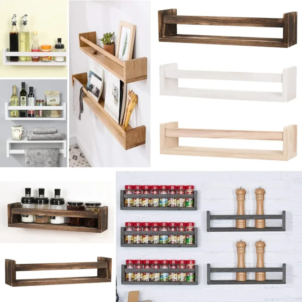 Porte Epices En Bois Naturel Mural