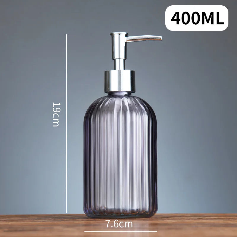 Distributeurs De Savon En Verre Strié Multicolore Avec Pompe Chromée 400 ML