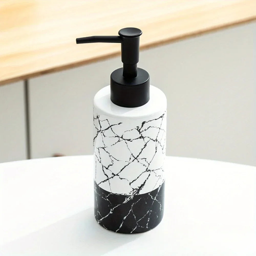 Distributeur De Savon En Céramique Effet Marbre Avec Motif Doré