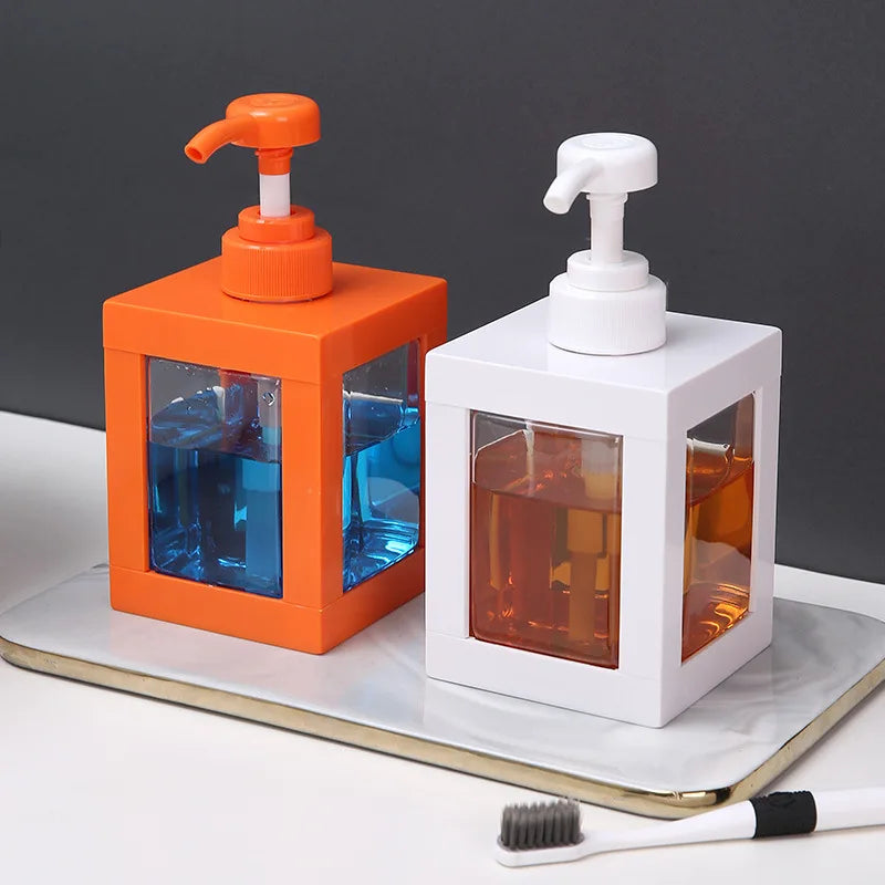 Distributeur De Savon Rectangulaire Transparent Avec Cadre Orange