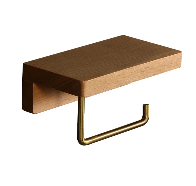 Porte Papier Toilette Bois Massif Avec Support Métallique Intégré