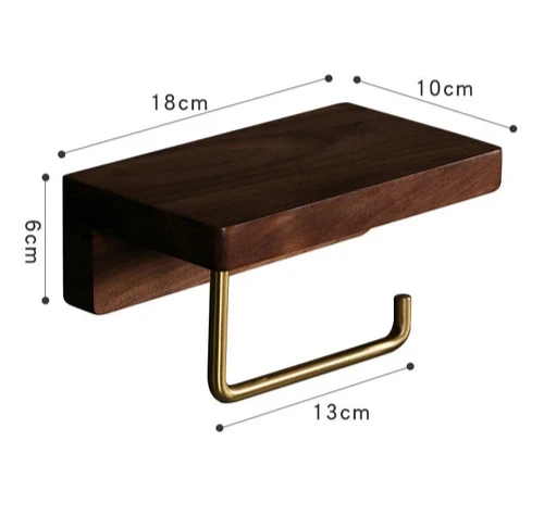 Porte Papier Toilette Bois Massif Avec Support Métallique Intégré