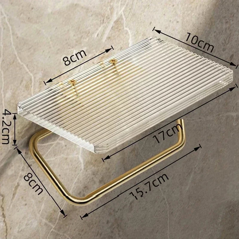 Porte Papier Toilette Mural Avec Étagère En Verre Transparent