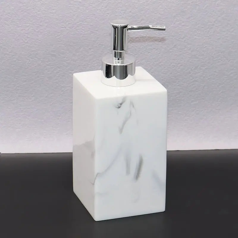Distributeur De Savon Carré Effet Marbre - Design Élégant