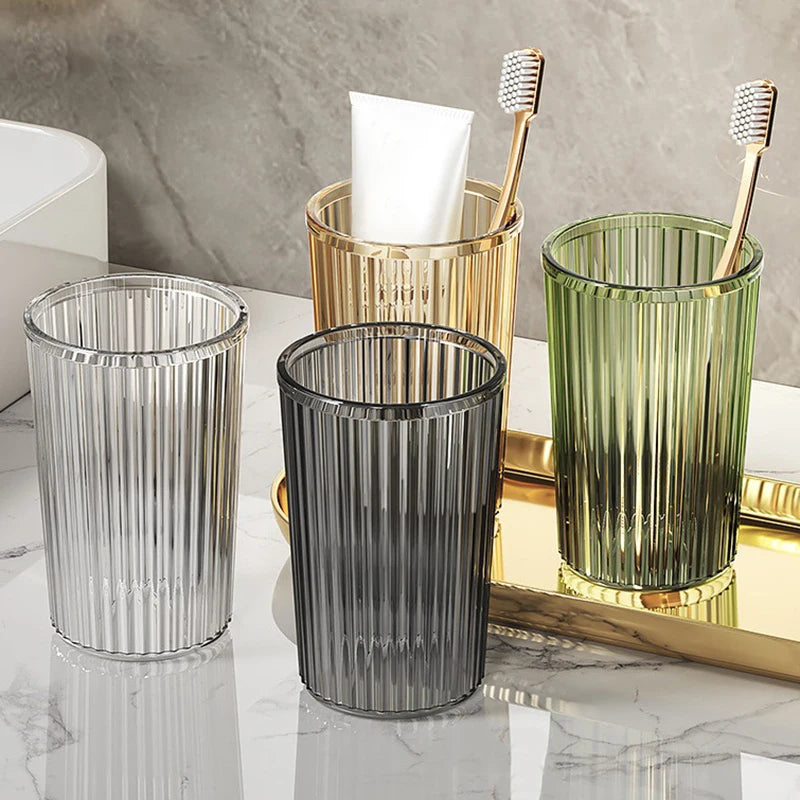 Verres À Dents Transparente En Résine Avec Plateau Doré