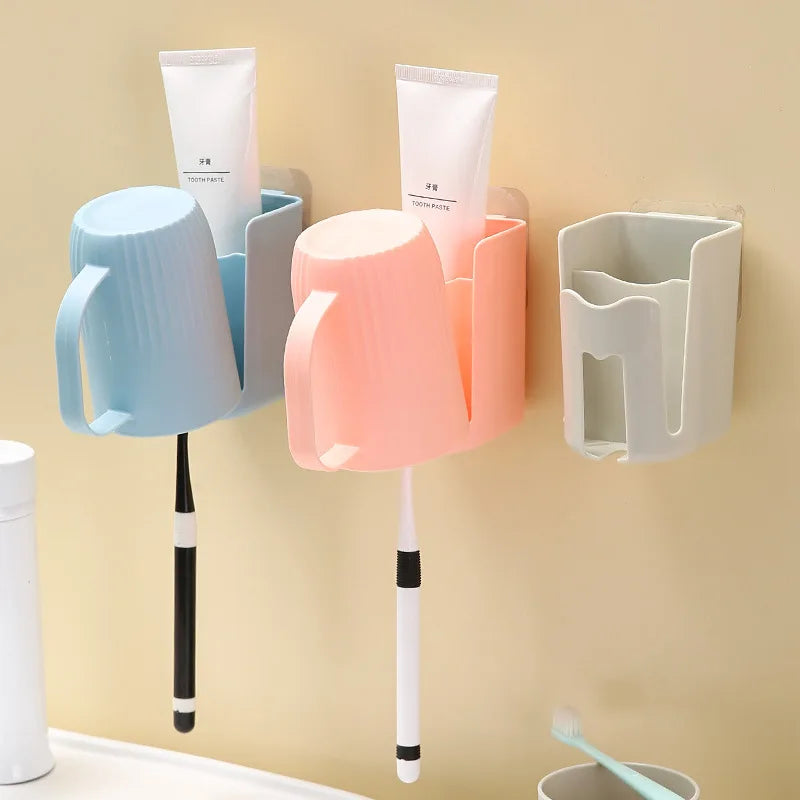 Porte-Brosse À Dents Mural Avec Gobelet Et Rangement Intégré