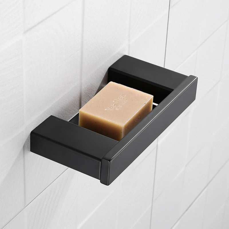 Porte-Savon Mural En Métal Noir Design Minimaliste