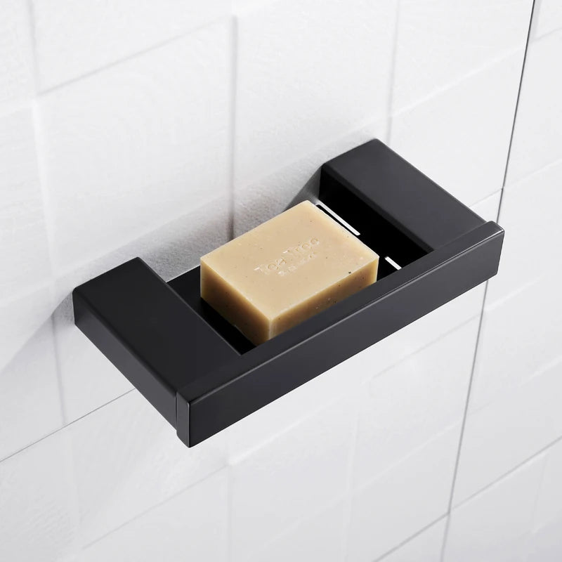 Porte-Savon Mural En Métal Noir Design Minimaliste