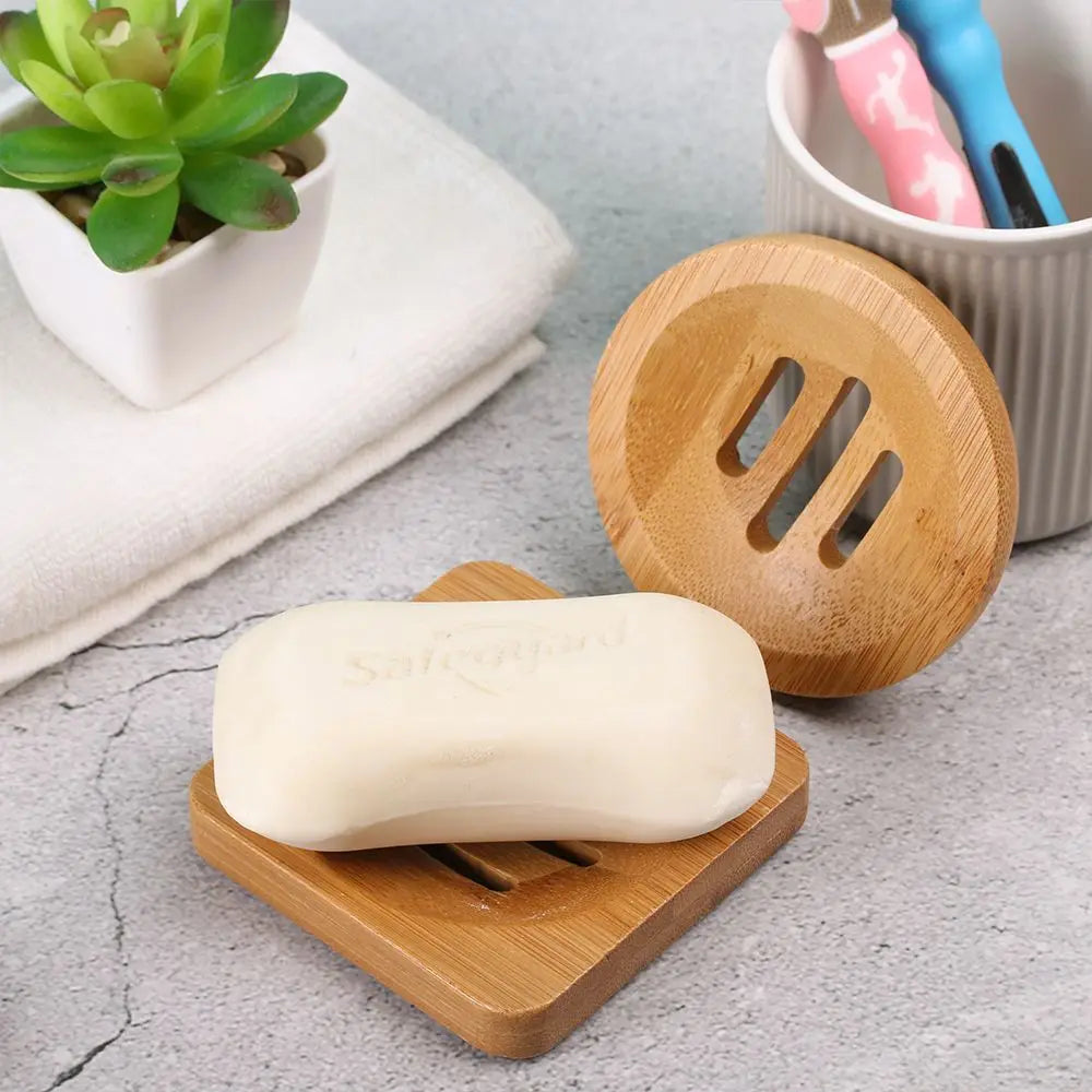 Porte-Savon En Bambou Naturel Avec Pieds Antidérapants