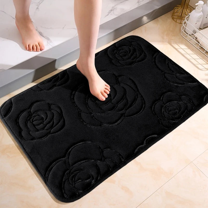 Tapis De Salle De Bain Avec Motif Floral Antidérapant