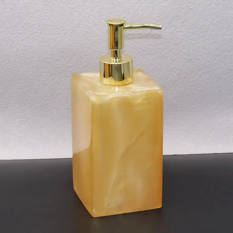 Distributeur De Savon Carré Effet Marbre - Design Élégant