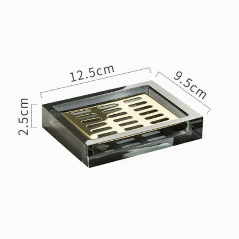 Porte-Savon Rectangulaire Transparent Avec Grille Métallique