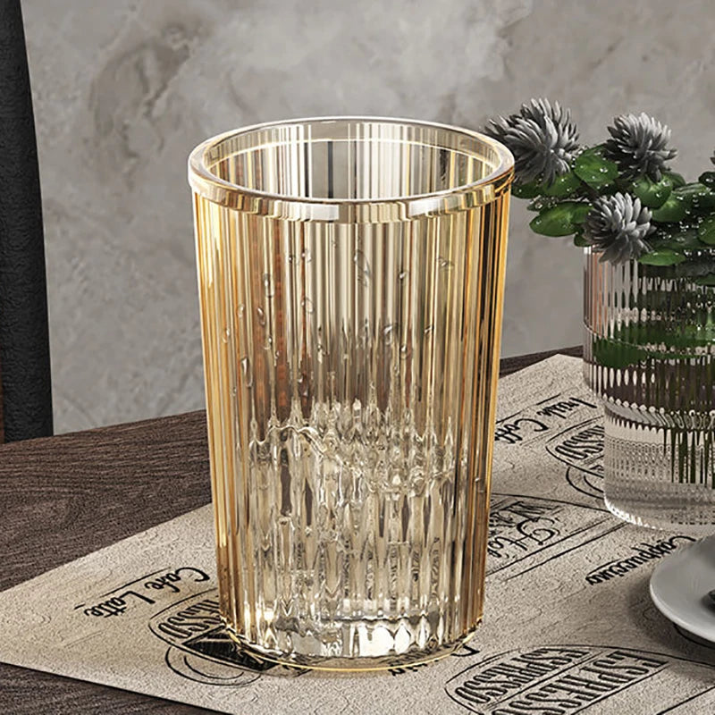 Verres À Dents Transparente En Résine Avec Plateau Doré