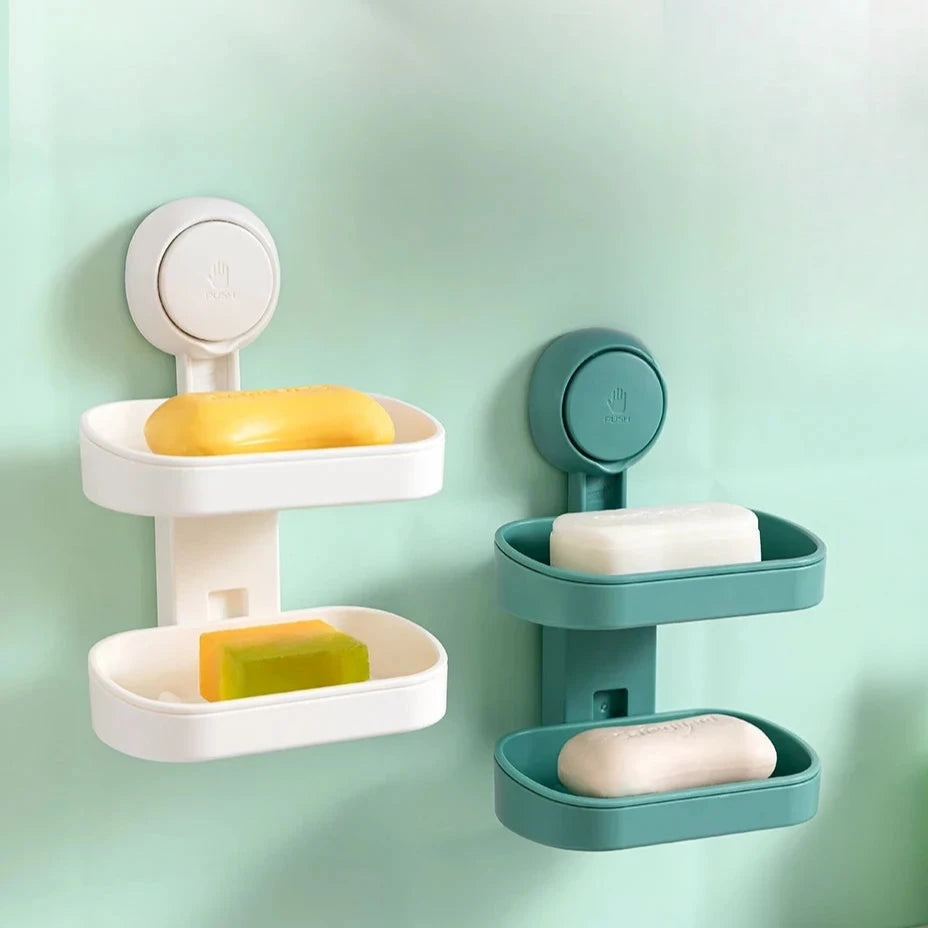 Porte-Savon Double Avec Ventouse Design Et Étanche