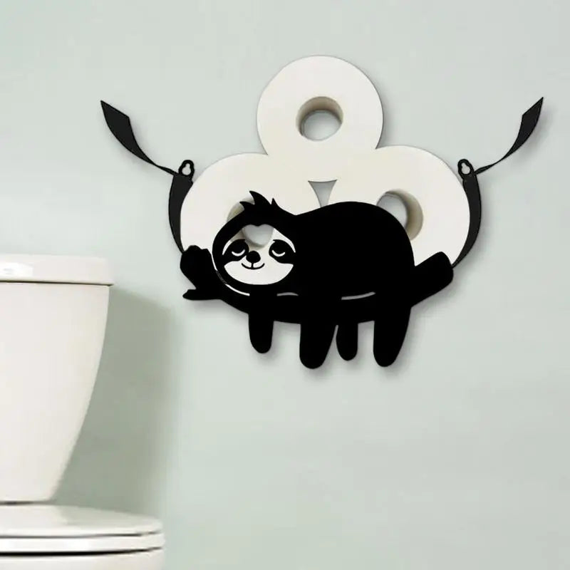 Porte Papier Toilette Original Paresseux En Métal Noir