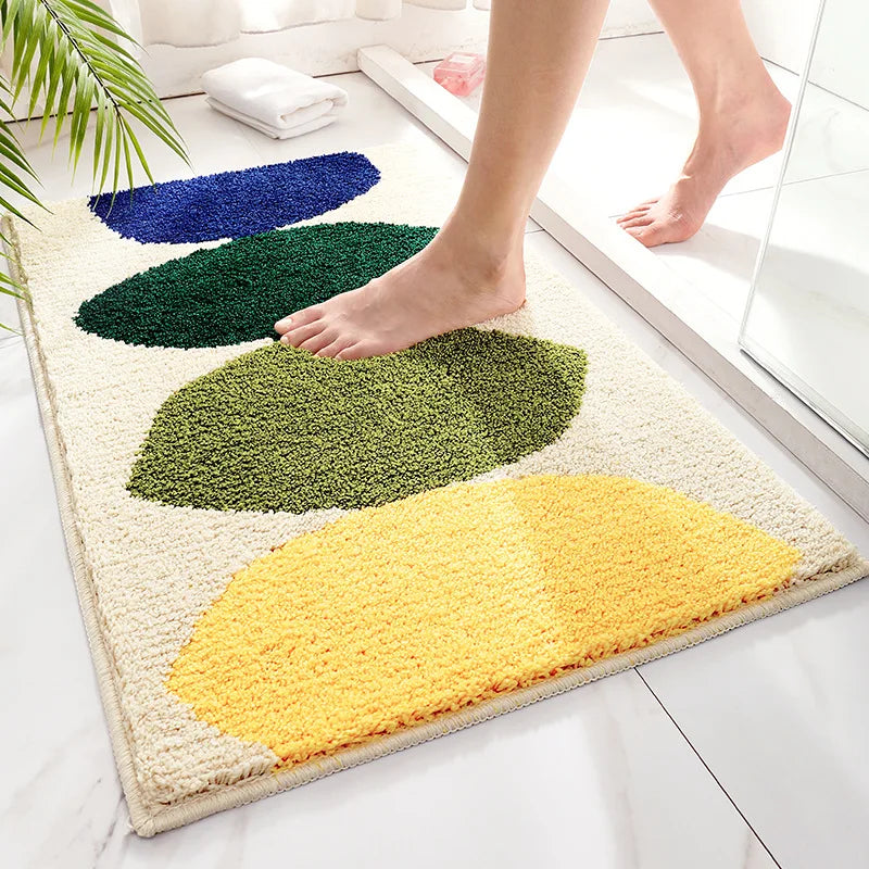 Tapis De Salle De Bain Multicolore Forme Géométrique Antidérapant Et Absorbant