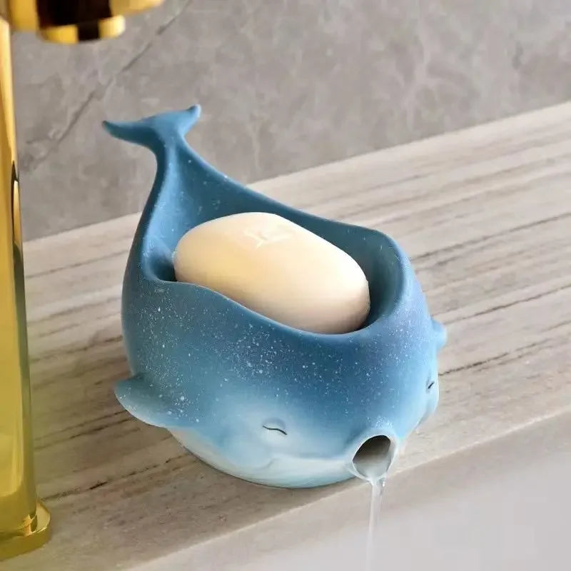 Porte-Savon Baleine En Céramique Bleu
