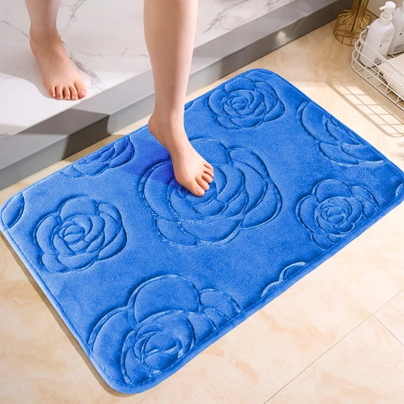 Tapis De Salle De Bain Avec Motif Floral Antidérapant