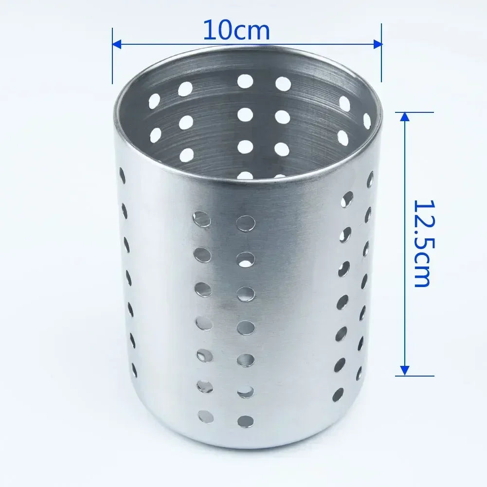 Porte-Ustensiles De Cuisine En Acier Inoxydable Avec Design Perforé