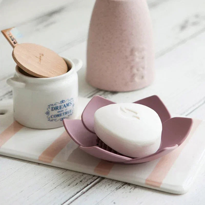 Porte-Savon Design Fleur De Lotus Avec Drainage Silicone