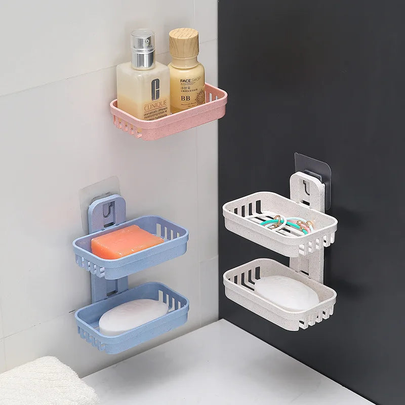 Porte-Savon Mural Double Avec Support Pratique - Design Moderne Et Fonctionnel