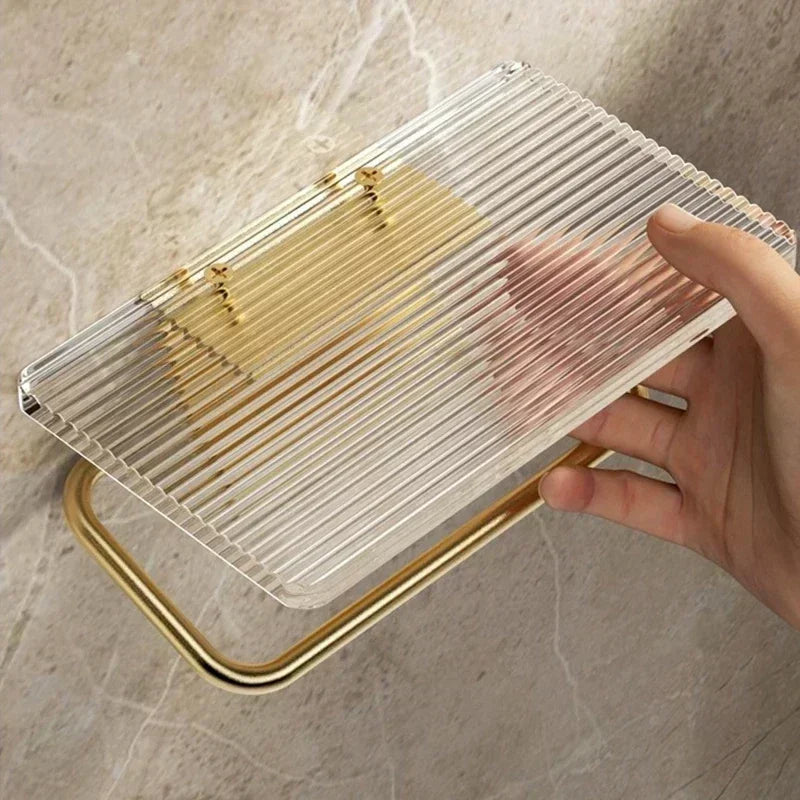 Porte Papier Toilette Mural Avec Étagère En Verre Transparent